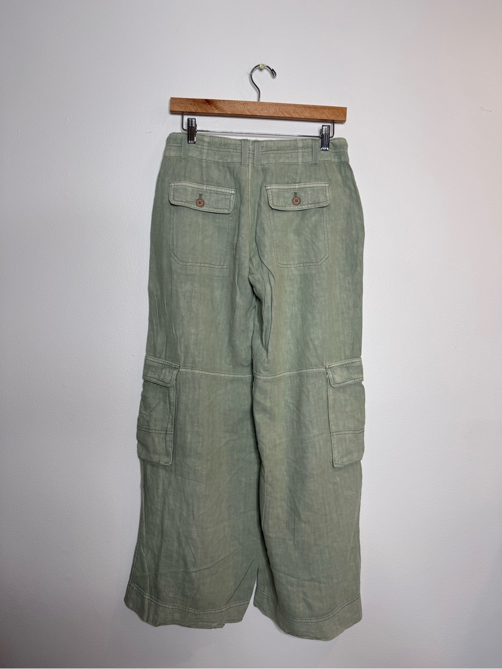 Anthropologie Pilcro Beach Cargo Trousers in green size 26 linen blend - Picture 4 of 10